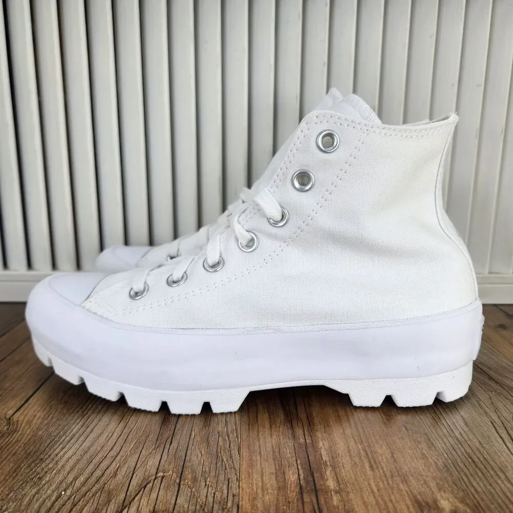 Converse CTAS Lugged Hi Womens 7.5 White Canvas Platform Sneakers Shoes 565902C